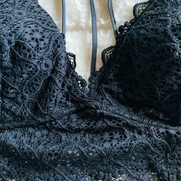 Auden Dark Navy Blue Lightly Padded Lined Lace Strappy Bralette Large - Picture 4 of 12